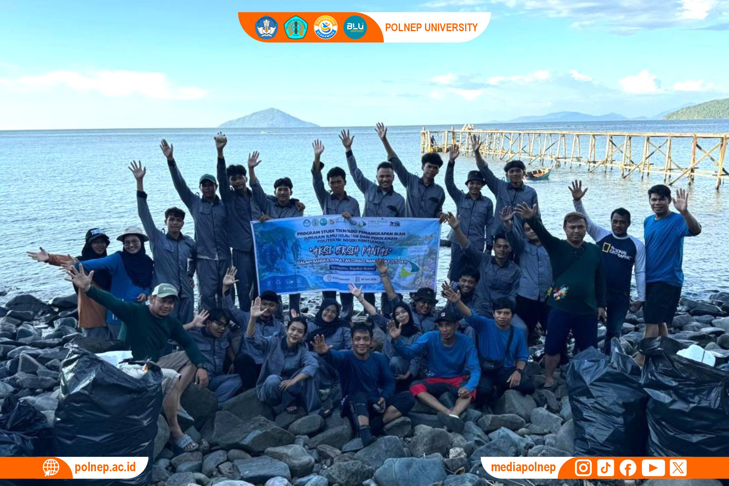 MAHASISWA PRODI TEKNOLOGI PENANGKAPAN IKAN POLNEP LAKSANAKAN PRAKTIKUM LAPANGAN TERPADU DAN AKSI BERSIH PANTAI DALAM PERINGATAN CORAL TRIANGLE DAY 2026