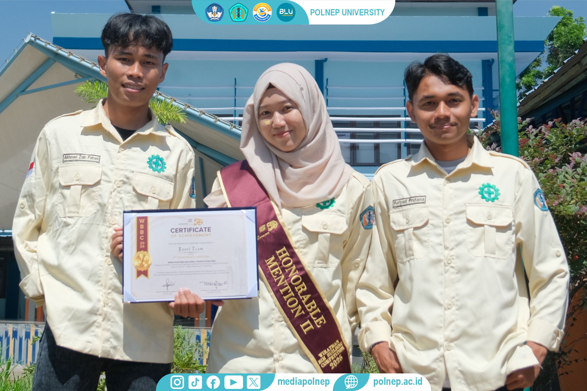 BANGGAKAN POLNEP, TIM EVORI JURUSAN TEKNIK SIPIL RAIH HONORABLE MENTION II PADA AJANG WIRATMAN BIM BUILDING COMPETITION 2026